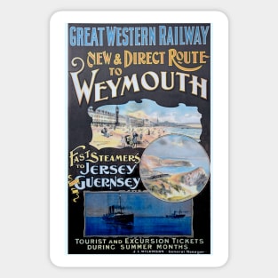 Vintage Great Western Railway poster advertising travel to Weymouth Sticker